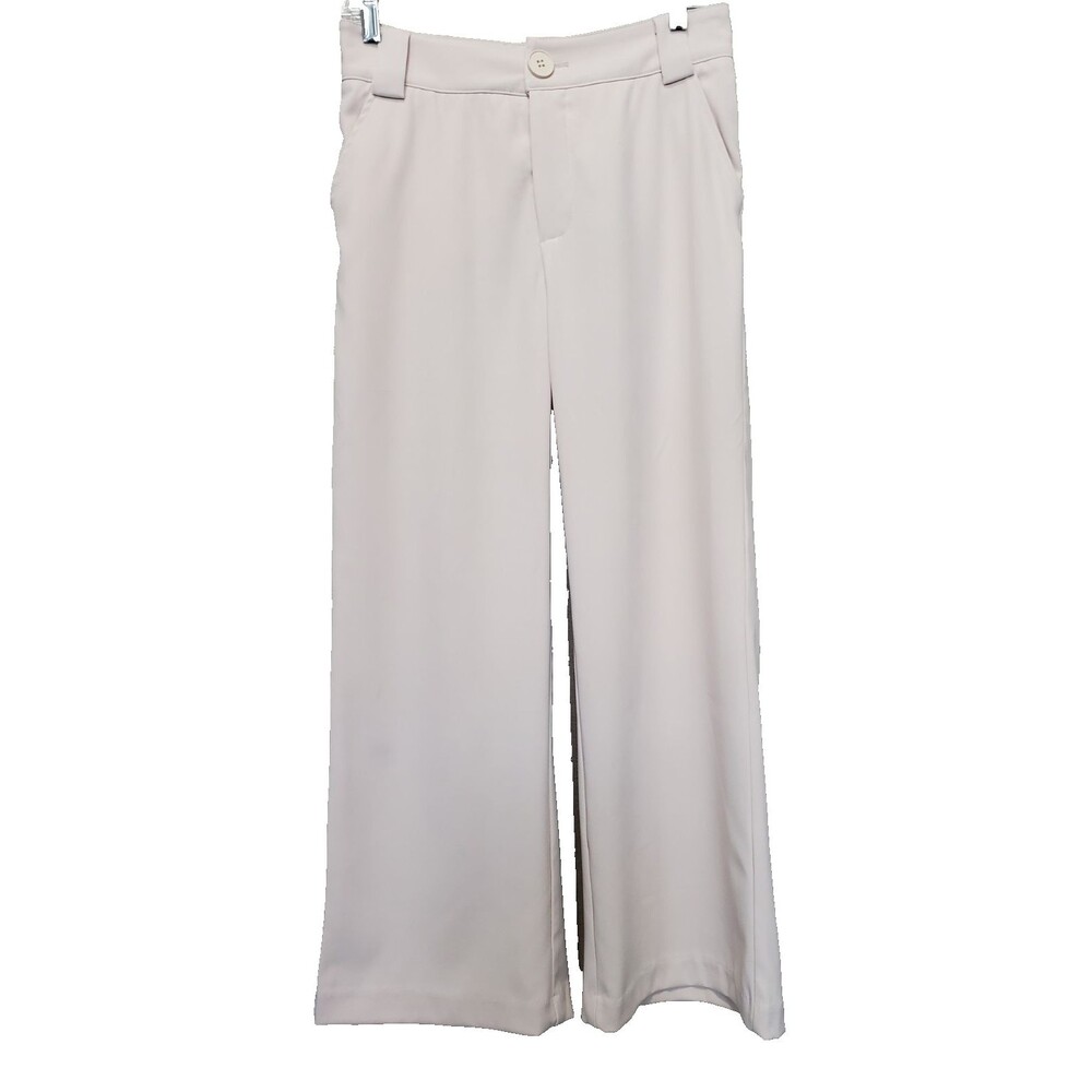 Momni Beige Trouser Pants Belt Loops Pockets Size Medium Minimalist Capsule